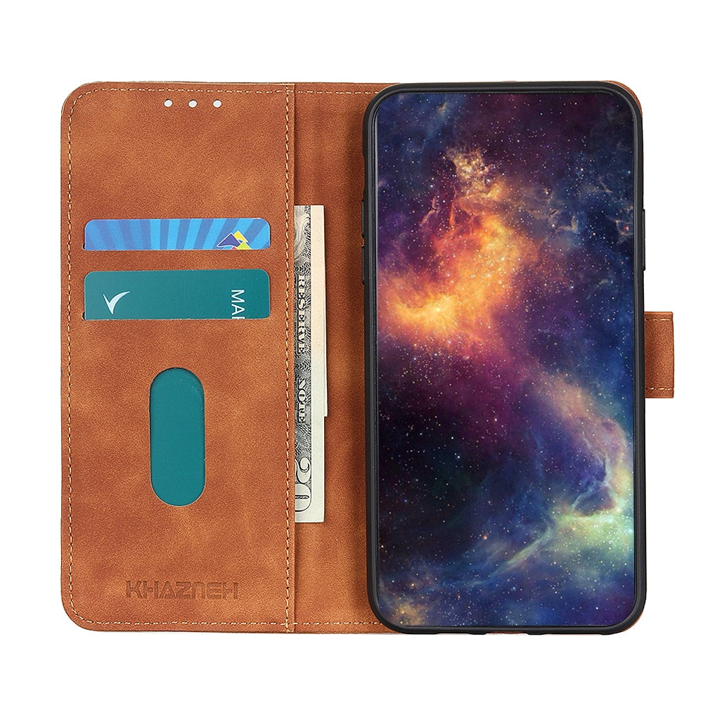 ELECTROPRIME For iPhone 15 Plus KHAZNEH Retro Texture Leather Phone Case(Brown)