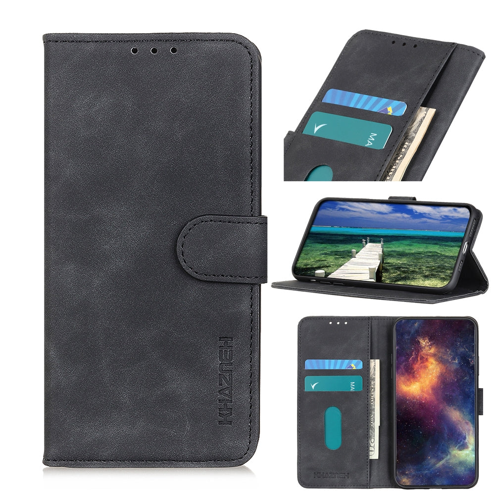 ELECTROPRIME For iPhone 15 KHAZNEH Retro Texture Leather Phone Case(Black)