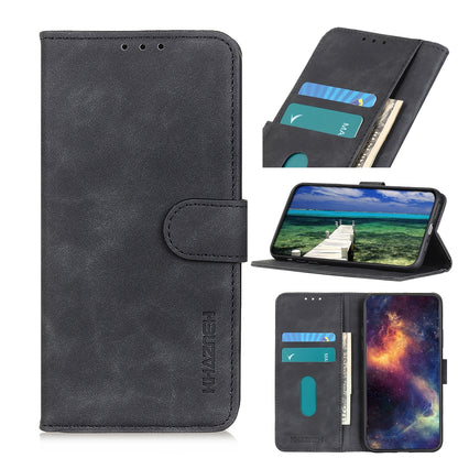ELECTROPRIME For iPhone 15 KHAZNEH Retro Texture Leather Phone Case(Black)