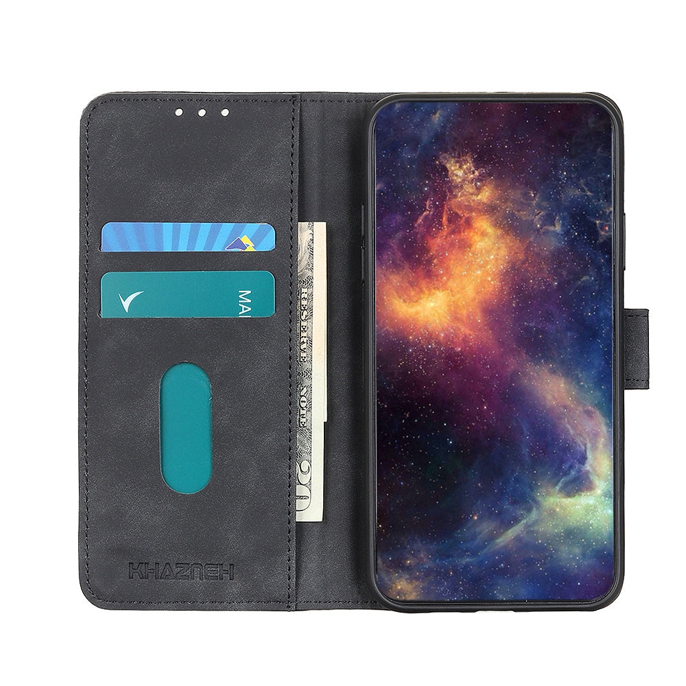 ELECTROPRIME For iPhone 15 KHAZNEH Retro Texture Leather Phone Case(Black)