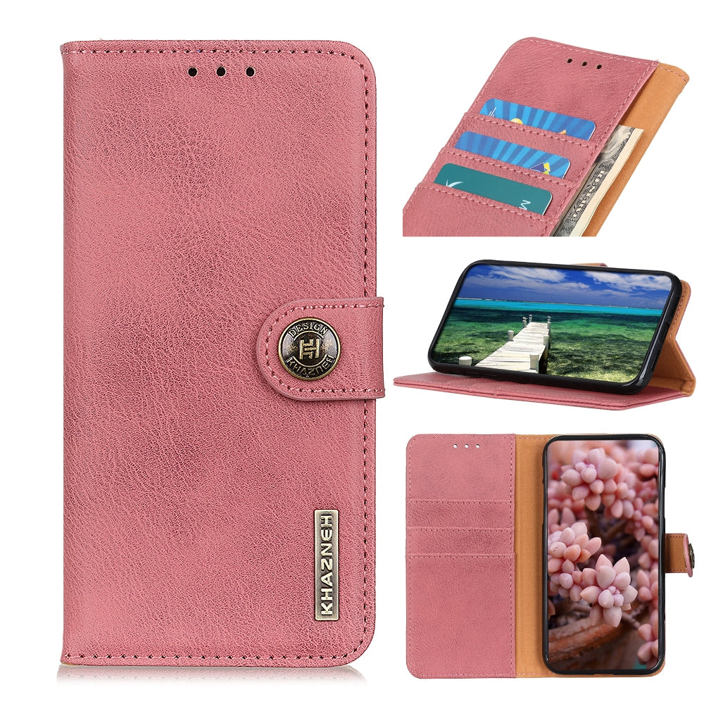 ELECTROPRIME For iPhone 15 Plus KHAZNEH Cowhide Texture Horizontal Flip Leather Phone Case(Pink)