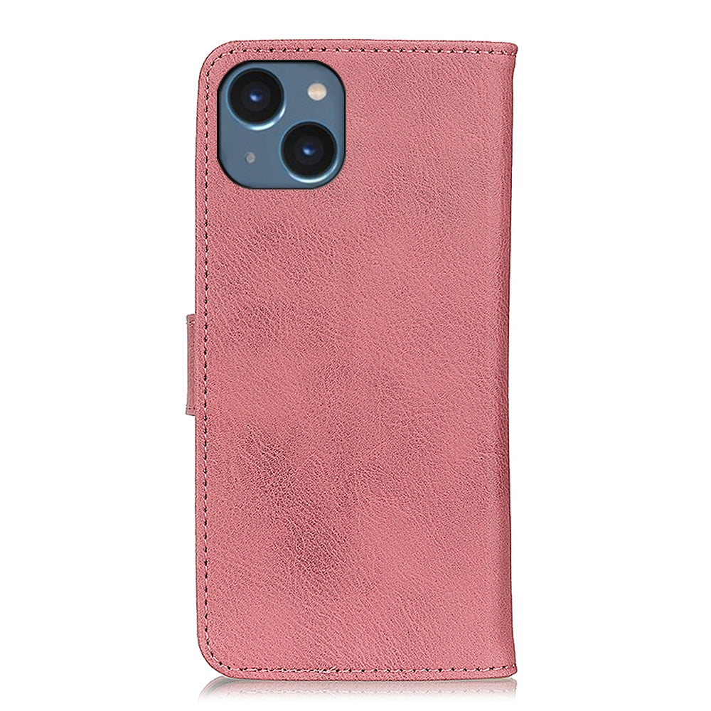 ELECTROPRIME For iPhone 15 Plus KHAZNEH Cowhide Texture Horizontal Flip Leather Phone Case(Pink)