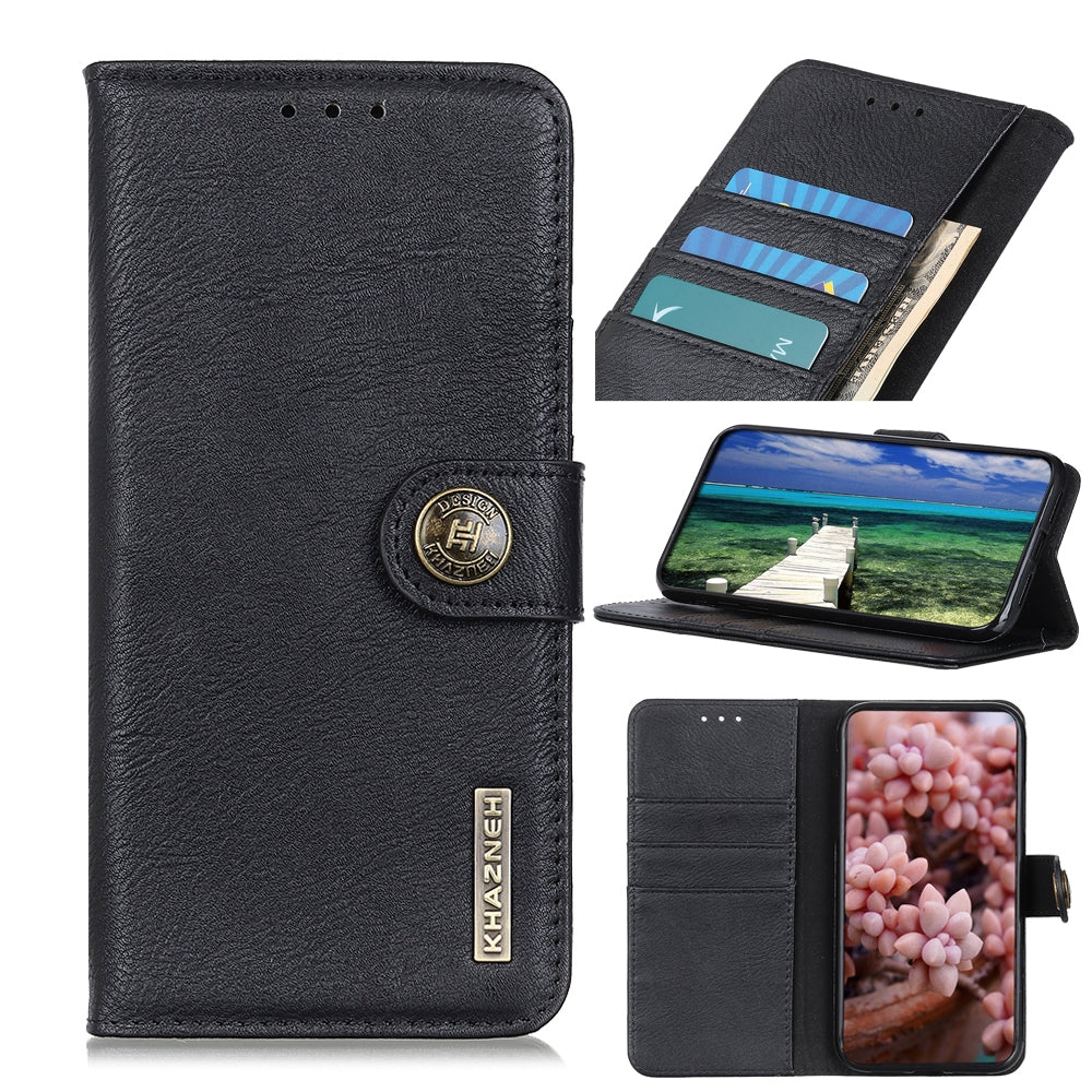 ELECTROPRIME For iPhone 15 KHAZNEH Cowhide Texture Horizontal Flip Leather Phone Case(Black)