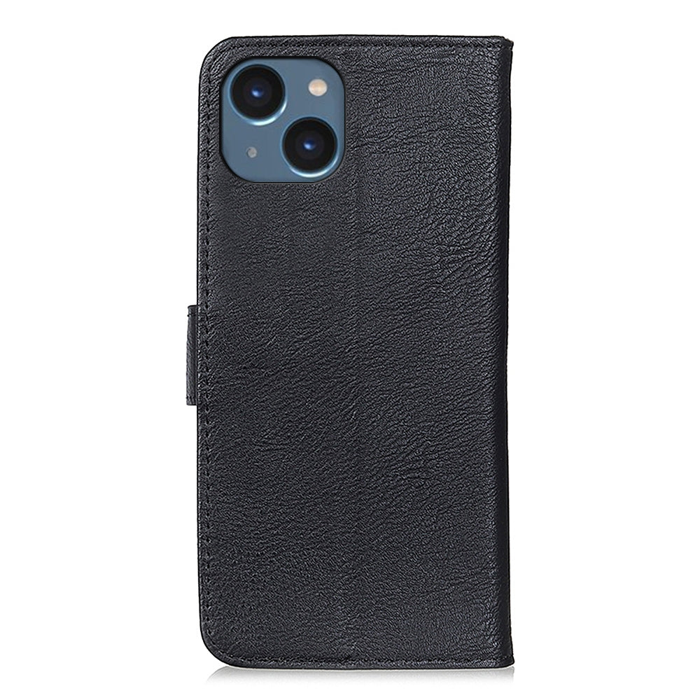 ELECTROPRIME For iPhone 15 KHAZNEH Cowhide Texture Horizontal Flip Leather Phone Case(Black)
