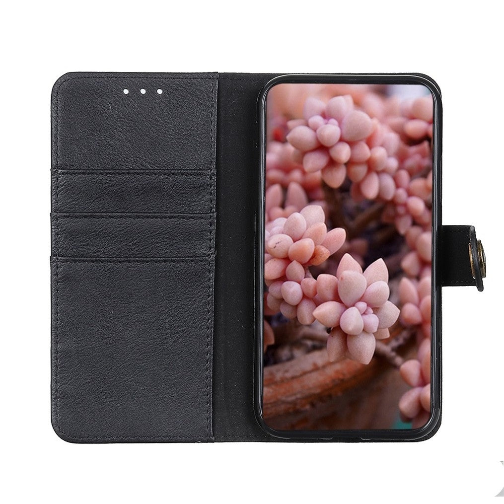 ELECTROPRIME For iPhone 15 KHAZNEH Cowhide Texture Horizontal Flip Leather Phone Case(Black)