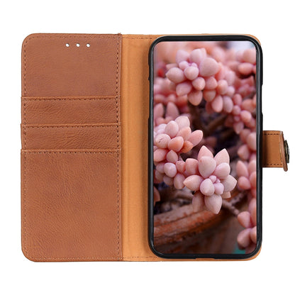 ELECTROPRIME For iPhone 15 KHAZNEH Cowhide Texture Horizontal Flip Leather Phone Case(Brown)