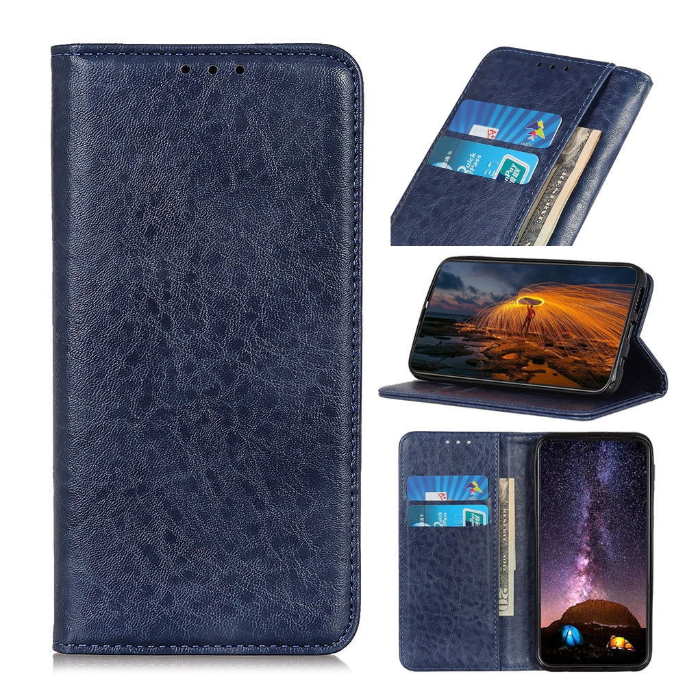 ELECTROPRIME For iPhone 15 Plus Magnetic Crazy Horse Texture Horizontal Flip Leather Phone Case(Blue)