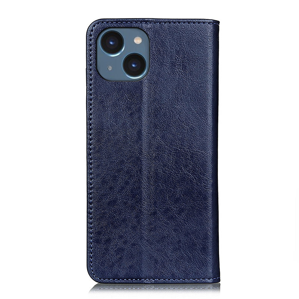 ELECTROPRIME For iPhone 15 Plus Magnetic Crazy Horse Texture Horizontal Flip Leather Phone Case(Blue)