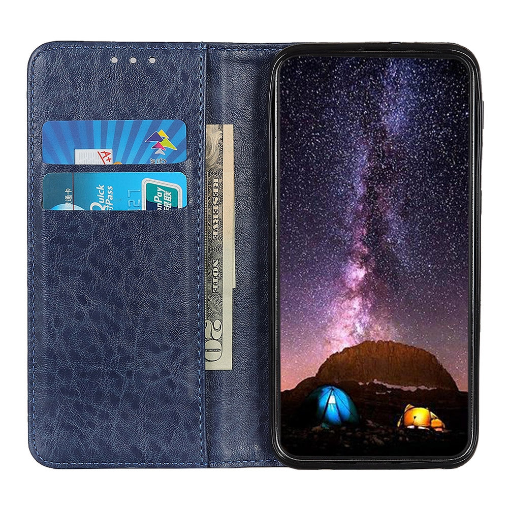 ELECTROPRIME For iPhone 15 Plus Magnetic Crazy Horse Texture Horizontal Flip Leather Phone Case(Blue)