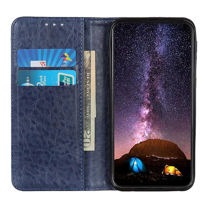 ELECTROPRIME For iPhone 15 Magnetic Crazy Horse Texture Horizontal Flip Leather Phone Case(Blue)
