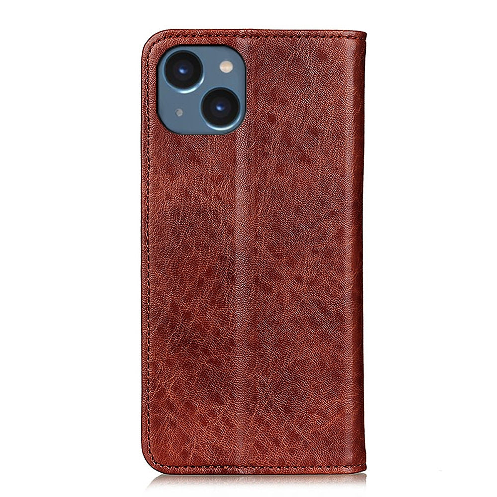 ELECTROPRIME For iPhone 15 Magnetic Crazy Horse Texture Horizontal Flip Leather Phone Case(Brown)