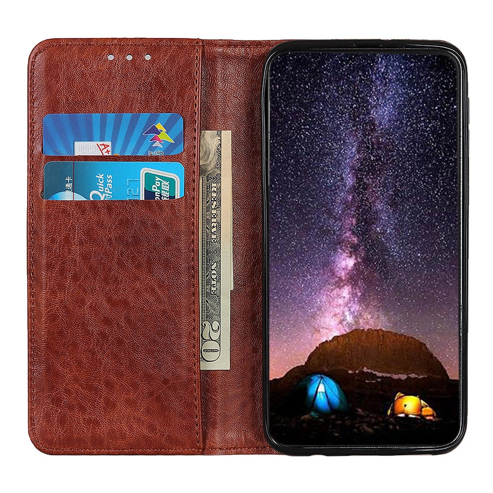 ELECTROPRIME For iPhone 15 Magnetic Crazy Horse Texture Horizontal Flip Leather Phone Case(Brown)