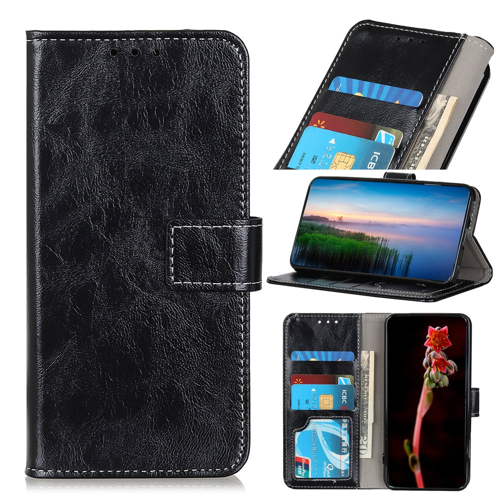 ELECTROPRIME For iPhone 15 Retro Crazy Horse Texture Horizontal Flip Leather Phone Case(Black)