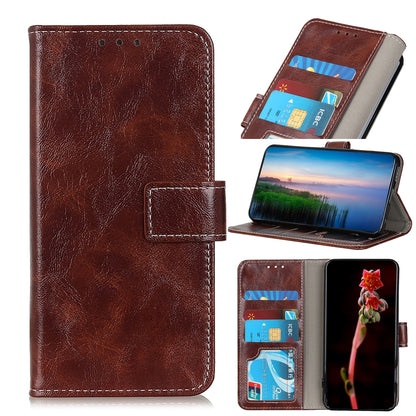 ELECTROPRIME For iPhone 15 Retro Crazy Horse Texture Horizontal Flip Leather Phone Case(Brown)