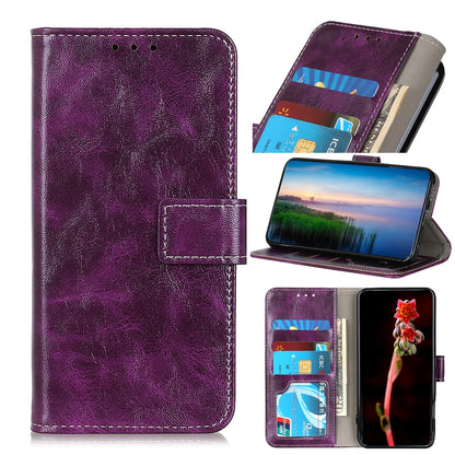 ELECTROPRIME For iPhone 15 Retro Crazy Horse Texture Horizontal Flip Leather Phone Case(Purple)