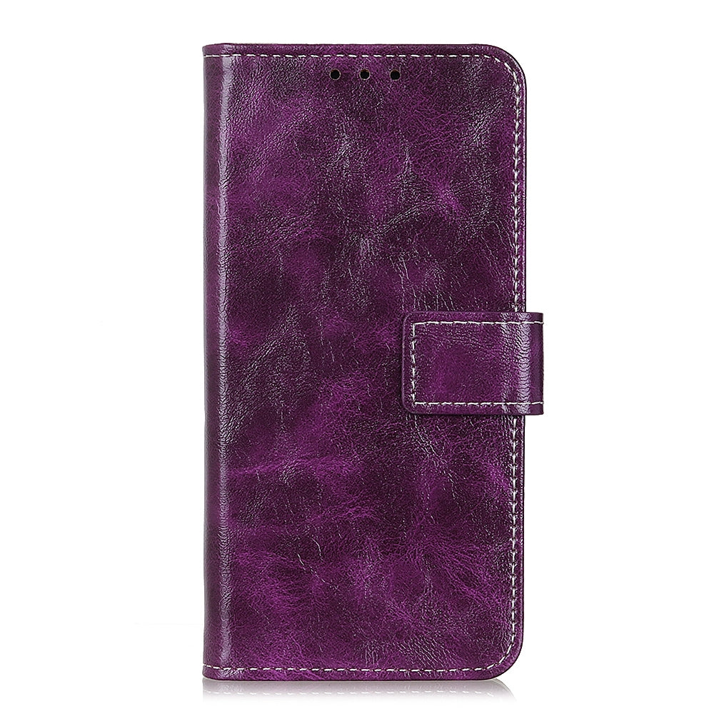 ELECTROPRIME For iPhone 15 Retro Crazy Horse Texture Horizontal Flip Leather Phone Case(Purple)