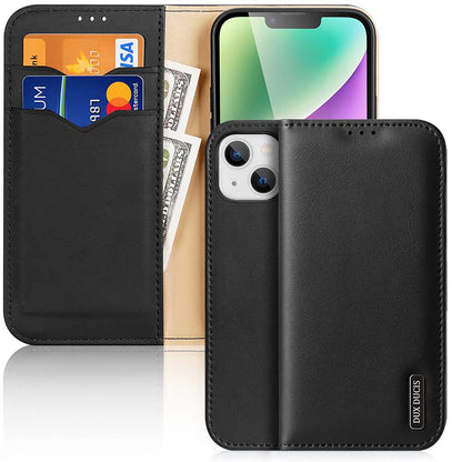 ELECTROPRIME For iPhone 15 Plus DUX DUCIS Hivo Series Cowhide + PU + TPU Flip Phone Case(Black)