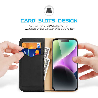 ELECTROPRIME For iPhone 15 Plus DUX DUCIS Hivo Series Cowhide + PU + TPU Flip Phone Case(Black)