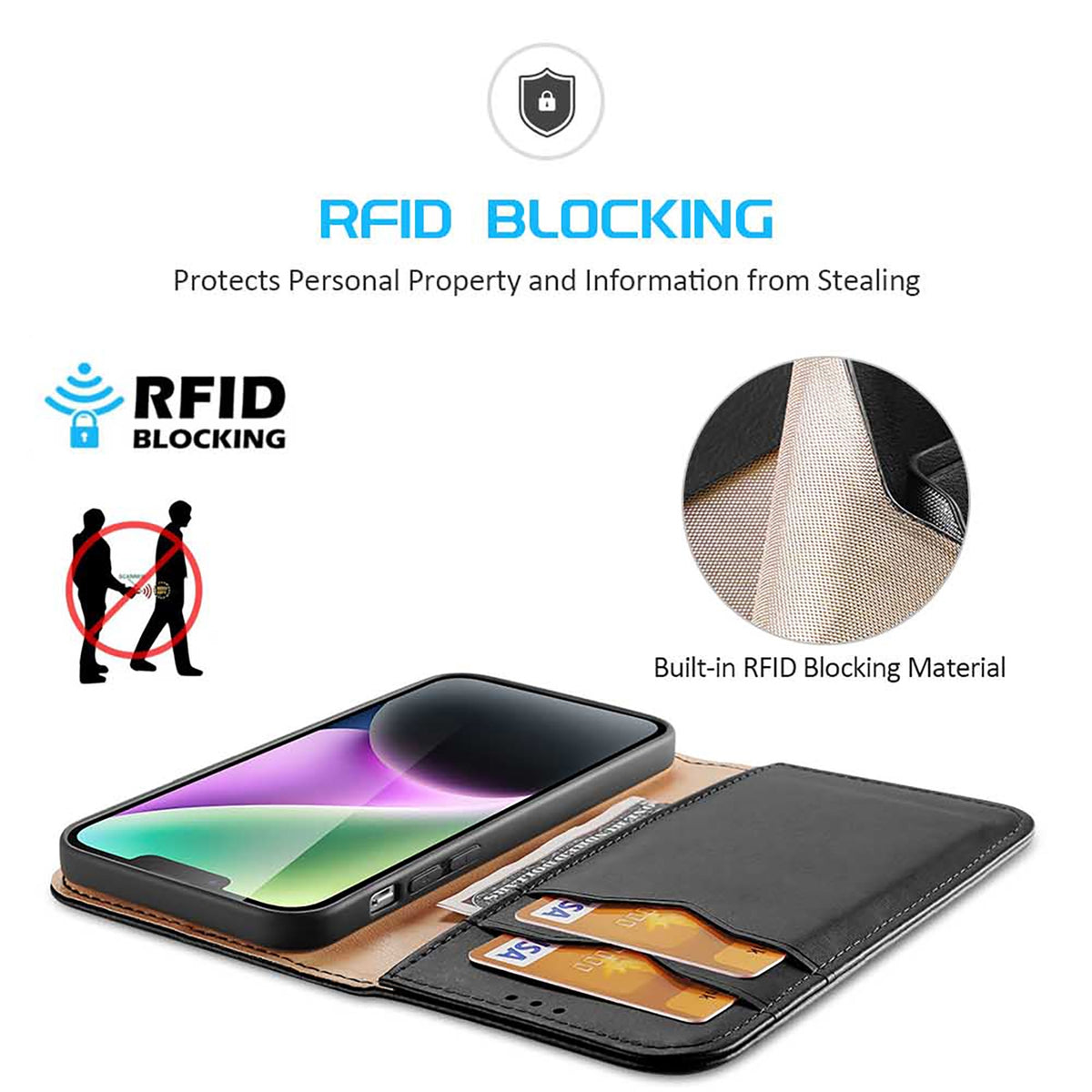 ELECTROPRIME For iPhone 15 Plus DUX DUCIS Hivo Series Cowhide + PU + TPU Flip Phone Case(Black)