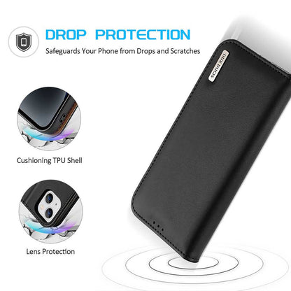 ELECTROPRIME For iPhone 15 Plus DUX DUCIS Hivo Series Cowhide + PU + TPU Flip Phone Case(Black)