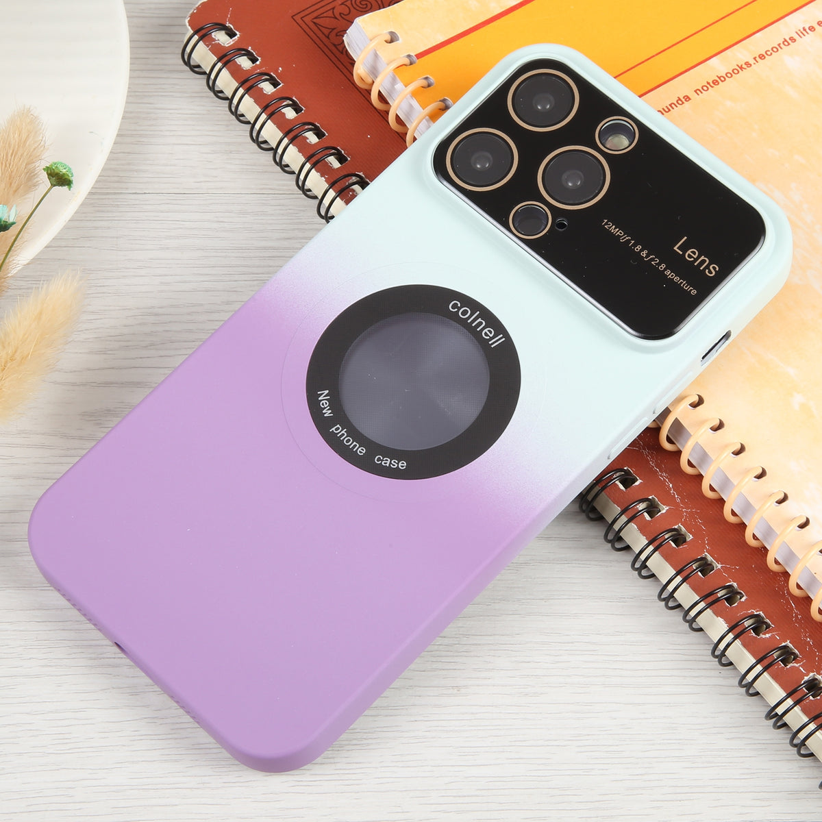 ELECTROPRIME For iPhone 15 Plus Gradient Silicone Shockproof Magsafe Phone Case with Lens Film(White Purple)