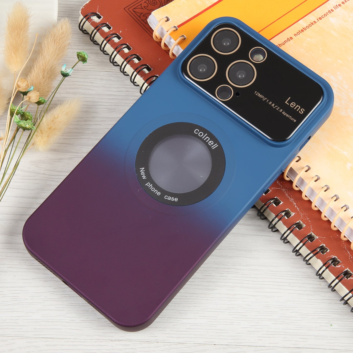 ELECTROPRIME For iPhone 15 Gradient Silicone Shockproof Magsafe Phone Case with Lens Film(Blue Red)