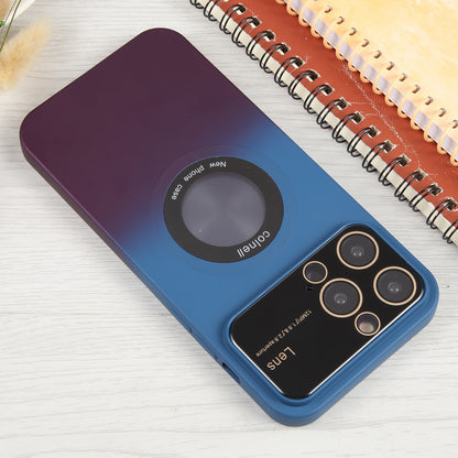 ELECTROPRIME For iPhone 15 Gradient Silicone Shockproof Magsafe Phone Case with Lens Film(Blue Red)