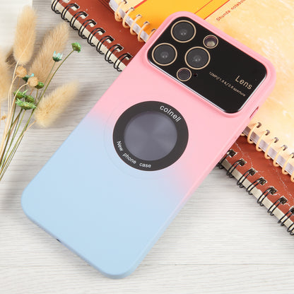 ELECTROPRIME For iPhone 15 Gradient Silicone Shockproof Magsafe Phone Case with Lens Film(Pink Blue)