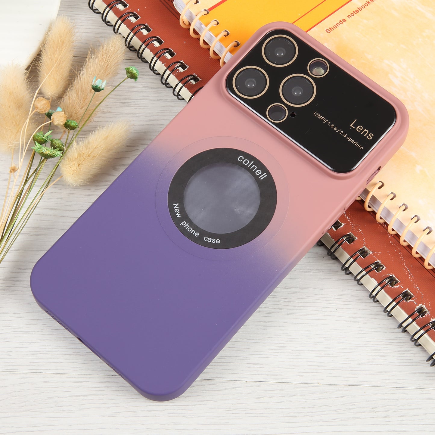 ELECTROPRIME For iPhone 15 Gradient Silicone Shockproof Magsafe Phone Case with Lens Film(Pink Purple)