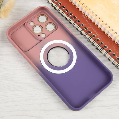 ELECTROPRIME For iPhone 15 Gradient Silicone Shockproof Magsafe Phone Case with Lens Film(Pink Purple)