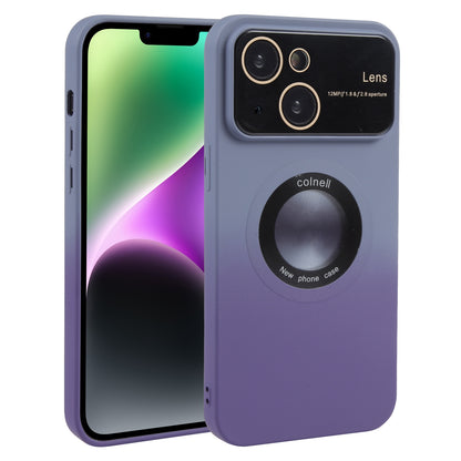 ELECTROPRIME For iPhone 15 Gradient Silicone Shockproof Magsafe Phone Case with Lens Film(Grey Purple)