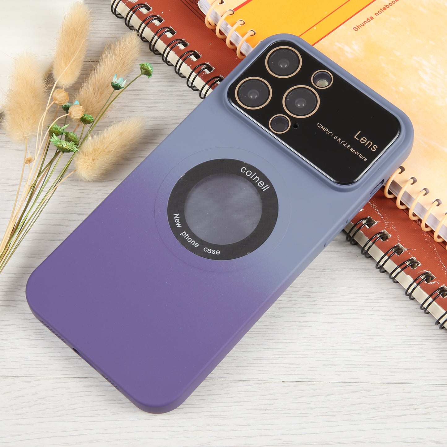 ELECTROPRIME For iPhone 15 Gradient Silicone Shockproof Magsafe Phone Case with Lens Film(Grey Purple)