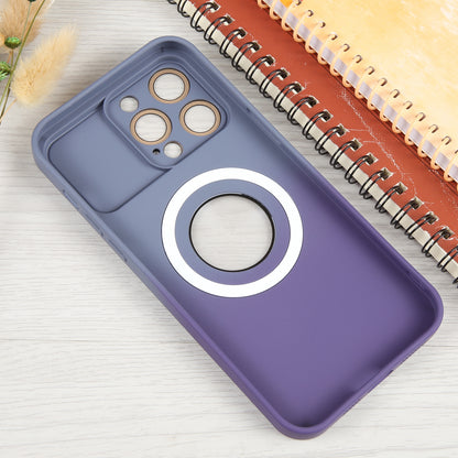 ELECTROPRIME For iPhone 15 Gradient Silicone Shockproof Magsafe Phone Case with Lens Film(Grey Purple)