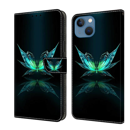 ELECTROPRIME For iPhone 15 Crystal 3D Shockproof Protective Leather Phone Case(Reflection Dutterfly)