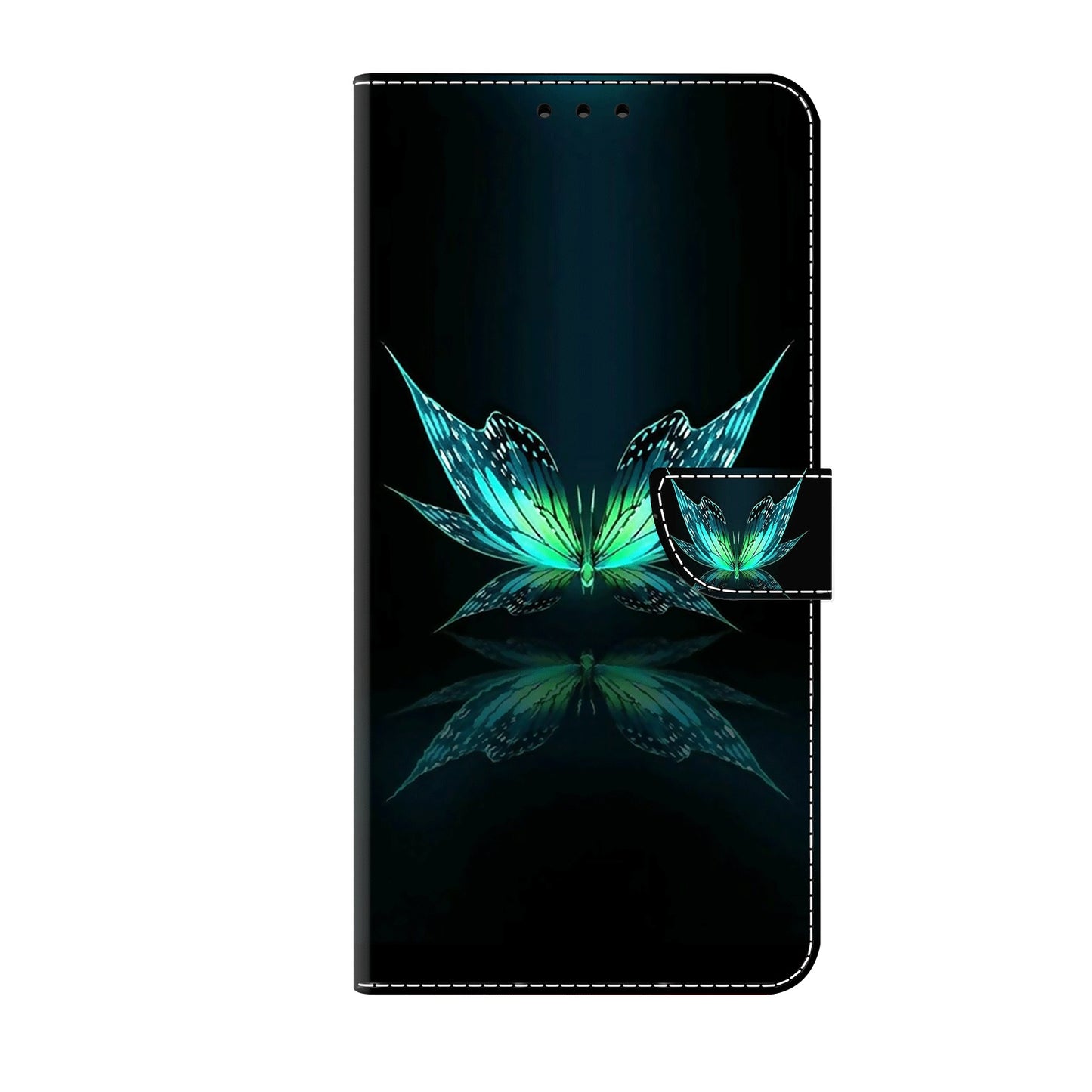 ELECTROPRIME For iPhone 15 Crystal 3D Shockproof Protective Leather Phone Case(Reflection Dutterfly)