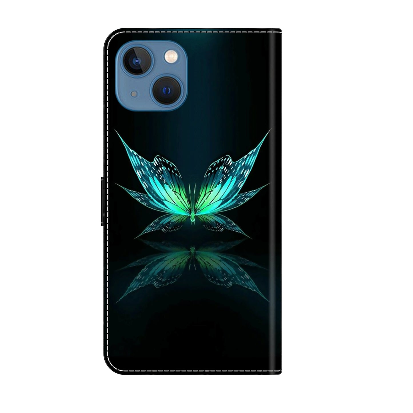 ELECTROPRIME For iPhone 15 Crystal 3D Shockproof Protective Leather Phone Case(Reflection Dutterfly)
