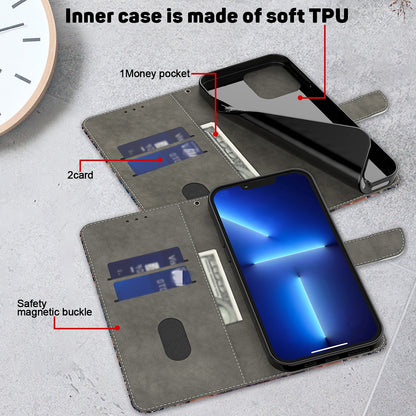 ELECTROPRIME For iPhone 15 Crystal 3D Shockproof Protective Leather Phone Case(Light Lotus)