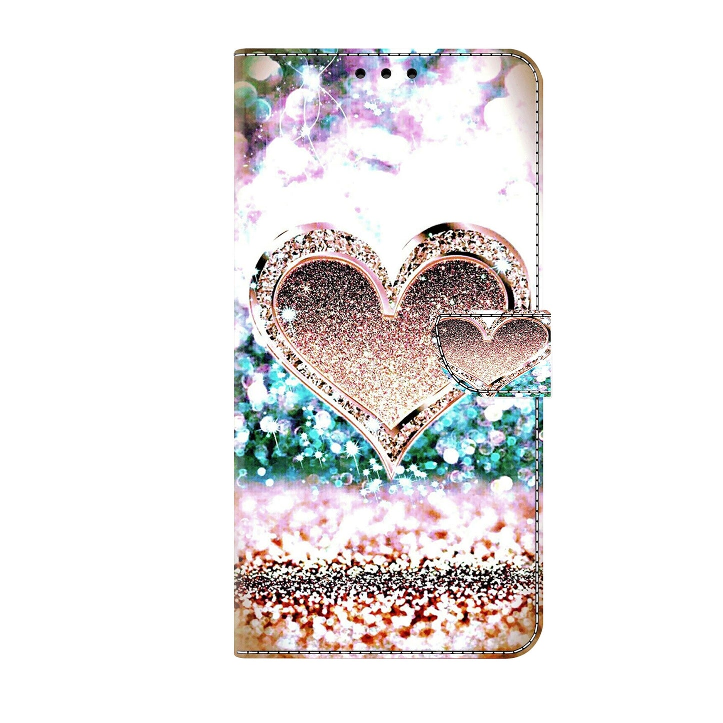 ELECTROPRIME For iPhone 15 Crystal 3D Shockproof Protective Leather Phone Case(Pink Diamond Heart)