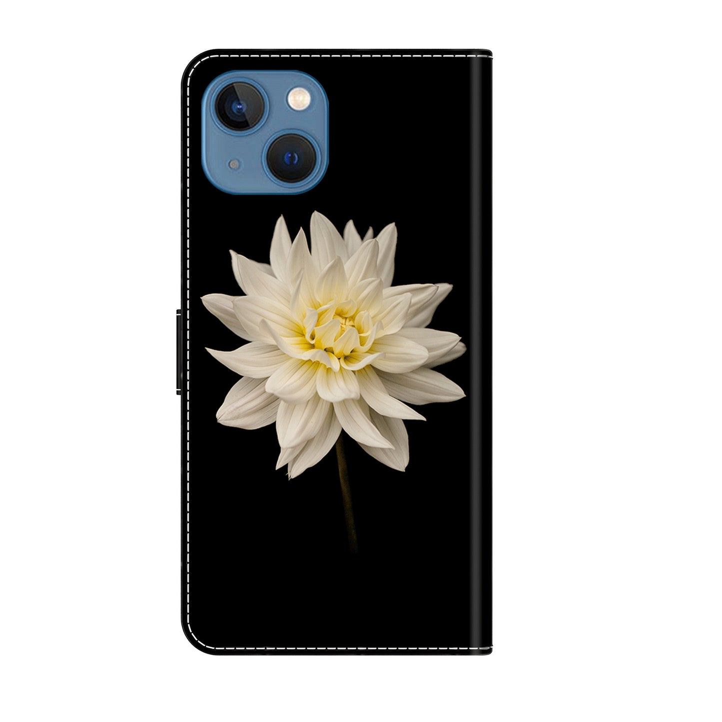ELECTROPRIME For iPhone 15 Crystal 3D Shockproof Protective Leather Phone Case(White Flower)