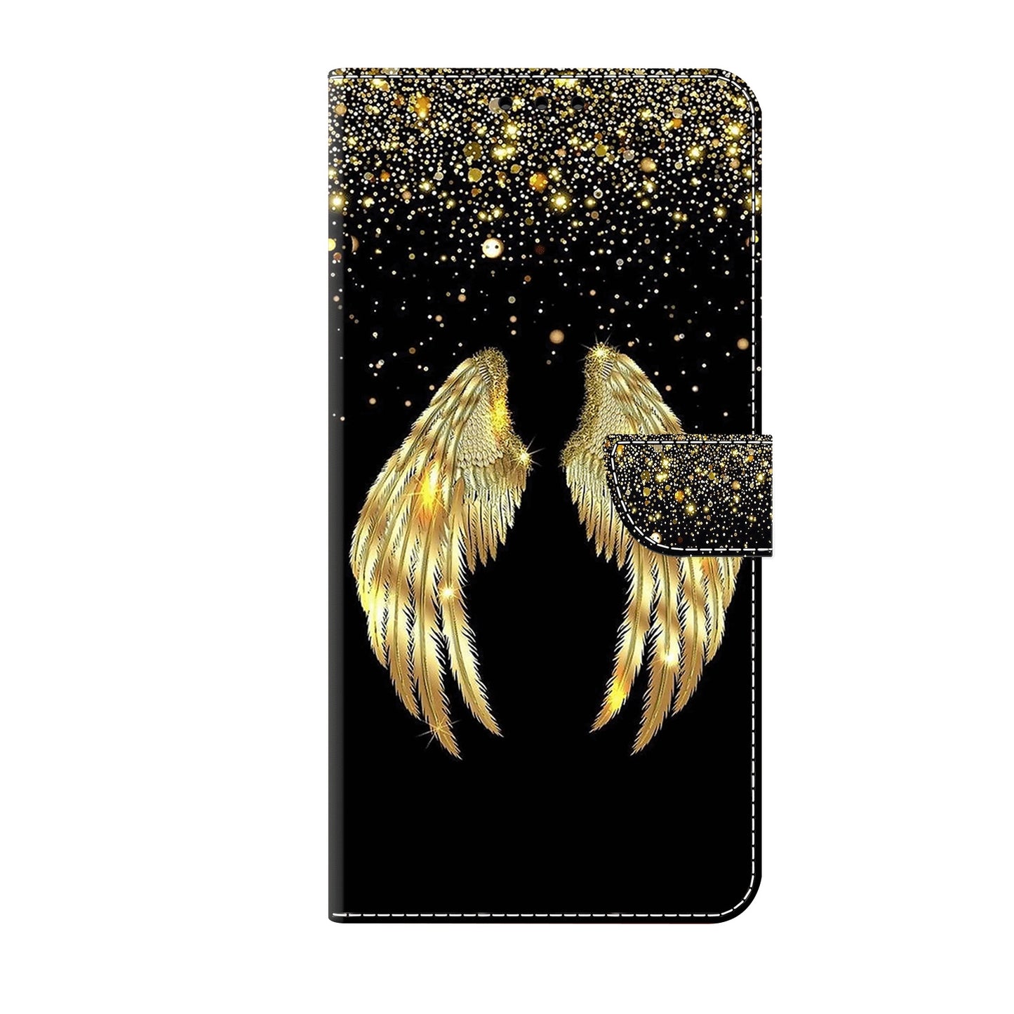 ELECTROPRIME For iPhone 15 Crystal 3D Shockproof Protective Leather Phone Case(Golden Wings)