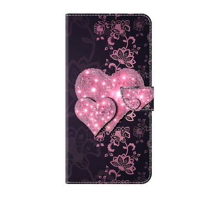 ELECTROPRIME For iPhone 15 Crystal 3D Shockproof Protective Leather Phone Case(Lace Love)