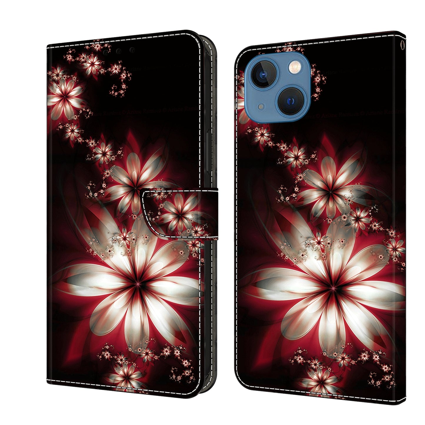 ELECTROPRIME For iPhone 15 Crystal 3D Shockproof Protective Leather Phone Case(Fantastic Flower)
