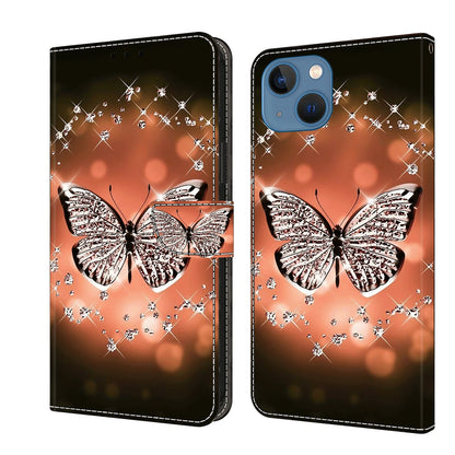 ELECTROPRIME For iPhone 15 Crystal 3D Shockproof Protective Leather Phone Case(Crystal Butterfly)