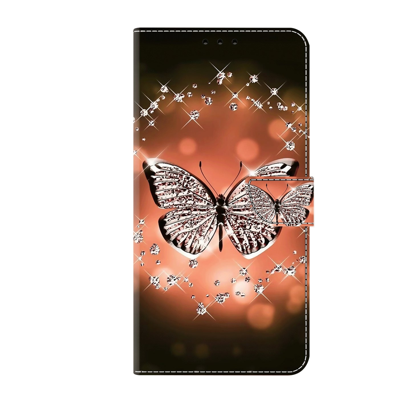 ELECTROPRIME For iPhone 15 Crystal 3D Shockproof Protective Leather Phone Case(Crystal Butterfly)