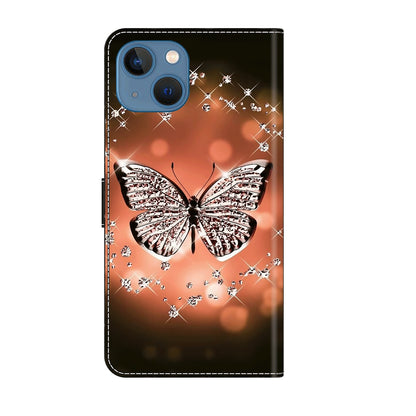 ELECTROPRIME For iPhone 15 Crystal 3D Shockproof Protective Leather Phone Case(Crystal Butterfly)