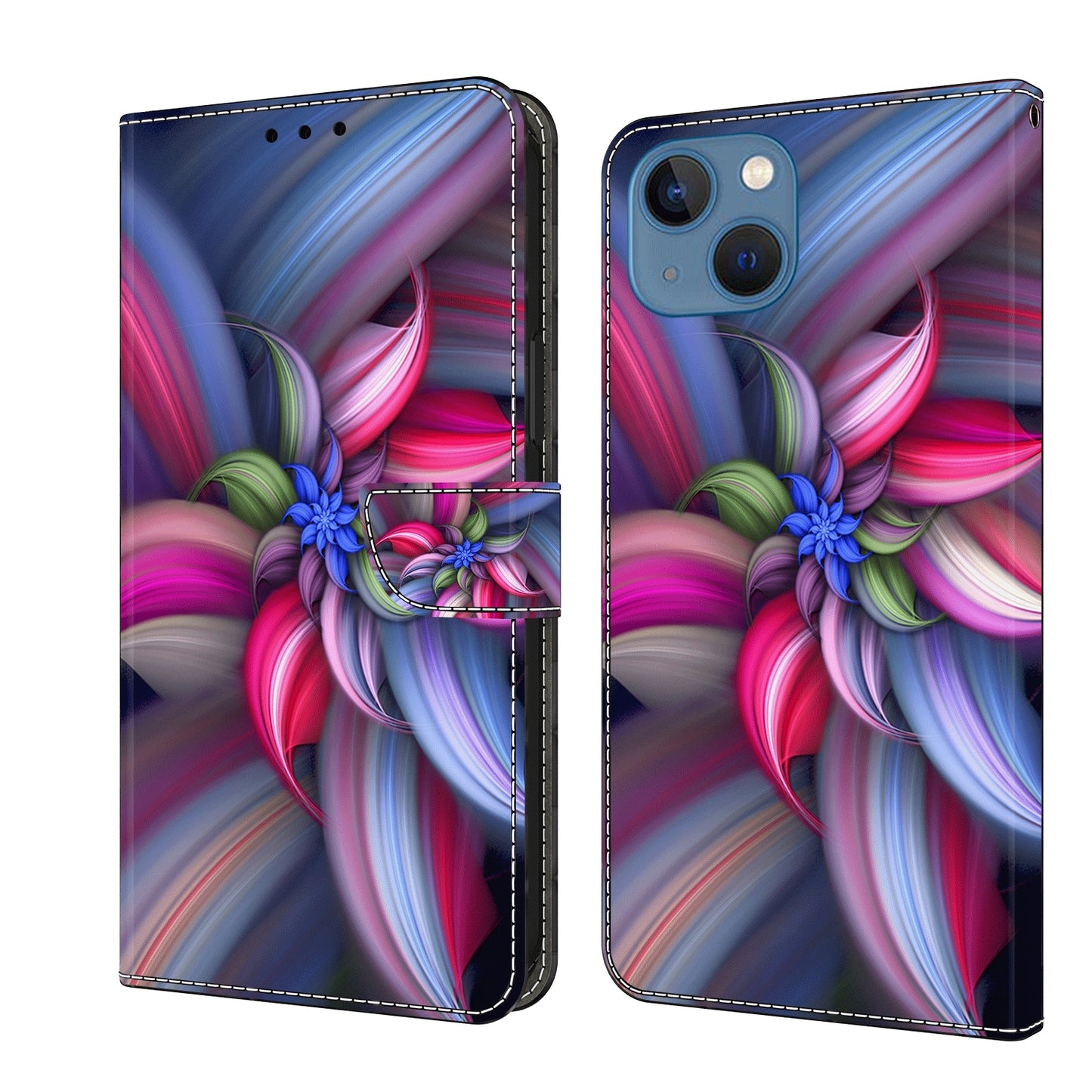 ELECTROPRIME For iPhone 15 Crystal 3D Shockproof Protective Leather Phone Case(Colorful Flower)