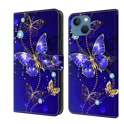 ELECTROPRIME For iPhone 15 Crystal 3D Shockproof Protective Leather Phone Case(Diamond Butterfly)