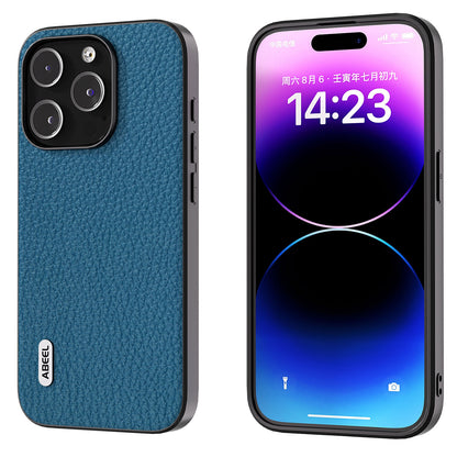 ELECTROPRIME For iPhone 15 ABEEL Genuine Leather Litchi Texture Phone Case(Blue)