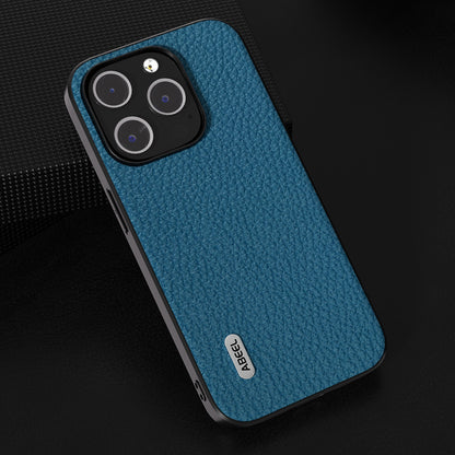 ELECTROPRIME For iPhone 15 ABEEL Genuine Leather Litchi Texture Phone Case(Blue)