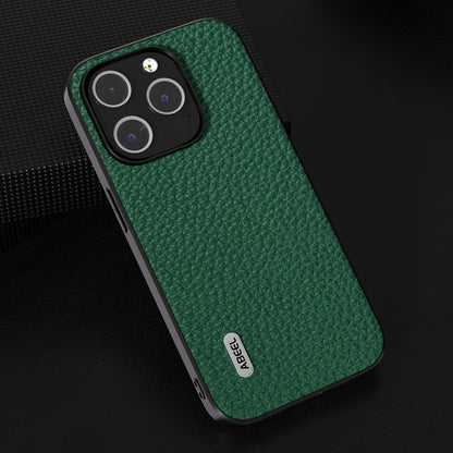 ELECTROPRIME For iPhone 15 ABEEL Genuine Leather Litchi Texture Phone Case(Green)